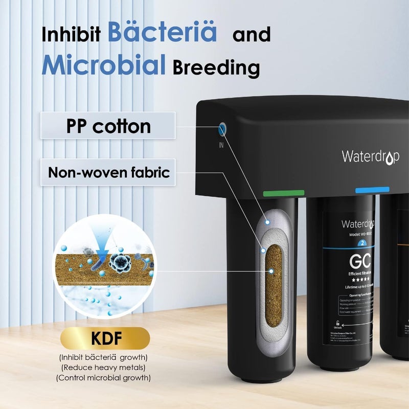 Waterdrop TSB 8 Layer Under Sink Water Filter, Reduces PFAS, PFOA/PFOS, Fluoride, Chlorine, Bad Taste & Odor, with Dedicated Faucet, NSF/ANSI 42 Certified Element, USA Tech Water Filtration System - Image 3